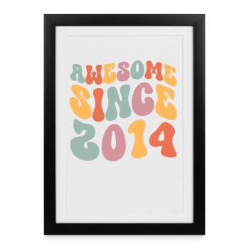 2014 Vintage Anniversaire Groovy Vintage Rétro - Affiche encadrée (27 × 37 cm) - noir - Devant