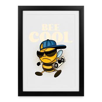 Bee Cool Biene - Affiche encadrée (27 × 37 cm) - noir - Devant