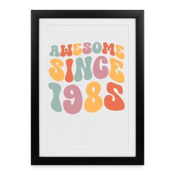1985 Anniversaire de naissance Groovy Vintage Retro - Affiche encadrée (27 × 37 cm) - noir - Devant