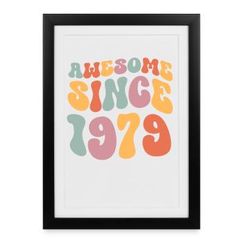 1979 Anniversaire de naissance Groovy Vintage Retro - Affiche encadrée (27 × 37 cm) - noir - Devant