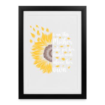 Je suis cette mère Cadeau de tournesol motivant - Affiche encadrée (27 × 37 cm) - noir - Devant