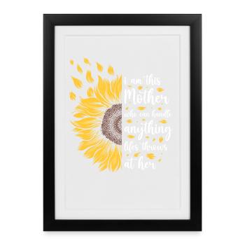 Je suis cette mère Cadeau de tournesol motivant - Affiche encadrée (27 × 37 cm) - noir - Devant