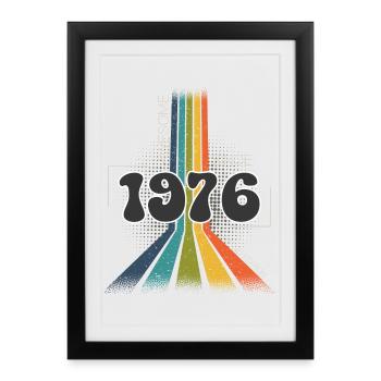 1976 Anniversaire né Groovy Vintage Retro - Affiche encadrée (27 × 37 cm) - noir - Devant