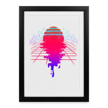 Vaporwave Sunset New Wave Art - Framed poster (27 × 37 cm) - black - Front