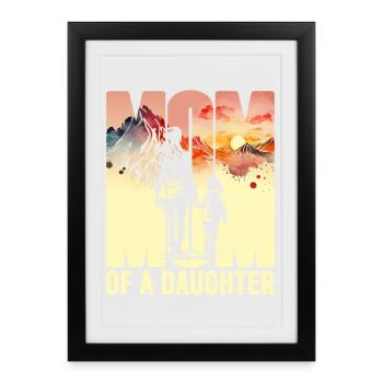 Mère avec une fille Fête des mères Montagnes Maman Enfant - Affiche encadrée (27 × 37 cm) - noir - Devant