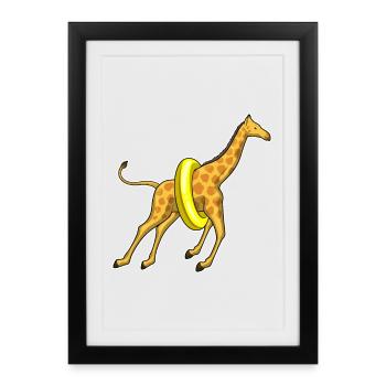 Été de la nage dans la nage de girafes - Affiche encadrée (27 × 37 cm) - noir - Devant