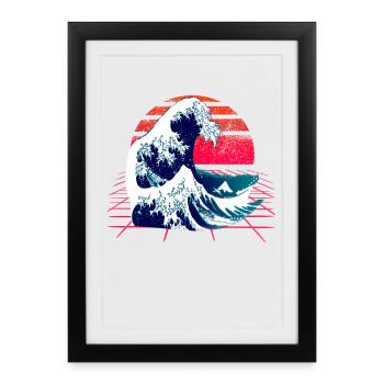 Vague japonaise - la Grande Vague au large de Kanagawa - Affiche encadrée (27 × 37 cm) - noir - Devant