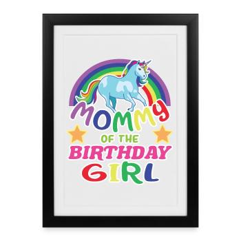 Maman de l’anniversaire Fille Licorne Anniversaire - Affiche encadrée (27 × 37 cm) - noir - Devant