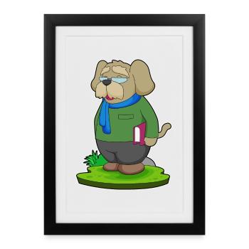 École de livres des enseignants de chiens - Affiche encadrée (27 × 37 cm) - noir - Devant