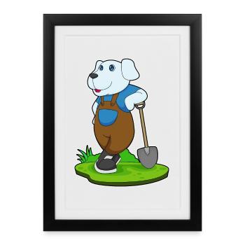 Jardin de la pelle Dog Gardener - Affiche encadrée (27 × 37 cm) - noir - Devant