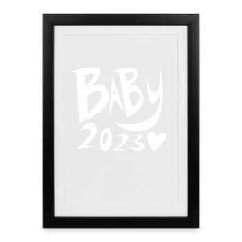Bébé 2023 - Naissance enceinte - Affiche encadrée (27 × 37 cm) - noir - Devant