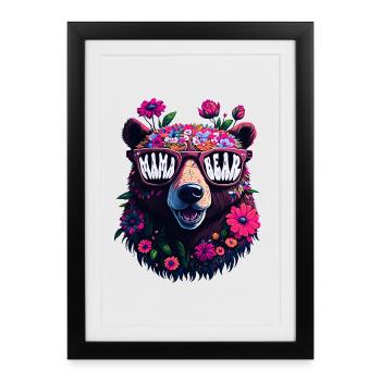 Mamabär Sonnenbrille Mama Bear Muttertag Blumen - Gerahmtes Poster (27 × 37 cm) - Schwarz - Vorne
