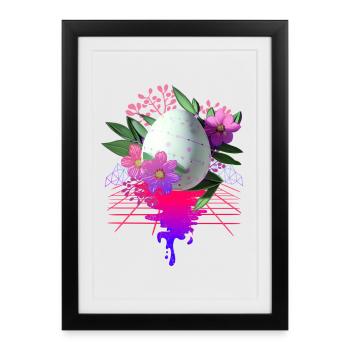 Easter Egg Flowers Art Retro Wave - Affiche encadrée (27 × 37 cm) - noir - Devant
