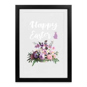 Happy Easter Floral - Framed poster (27 × 37 cm) - black - Front