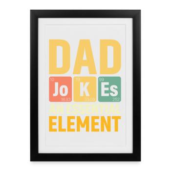 Papa BLAGUES PÉRIODIQUES PAPA UN ÉLÉMENT ESSENTIEL - Affiche encadrée (27 × 37 cm) - noir - Devant