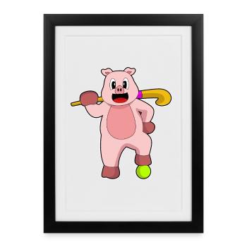 Bâton de hockey sur gazon Pig - Affiche encadrée (27 × 37 cm) - noir - Devant