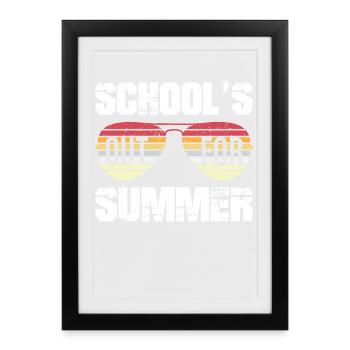 Les écoles sont sorties pour l’été rétro style vintage été - Affiche encadrée (27 × 37 cm) - noir - Devant