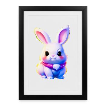 mignon lapin de Pâques - lapin mignon - Affiche encadrée (27 × 37 cm) - noir - Devant