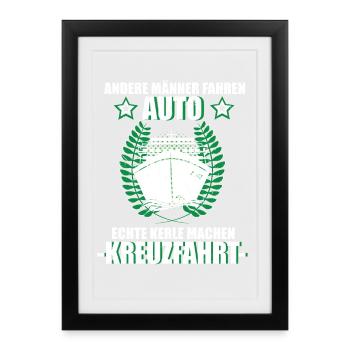 Kreuzfahrt Kreuzfahrer Urlaub Schiff Herren Reise - Gerahmtes Poster (27 × 37 cm) - Schwarz - Vorne