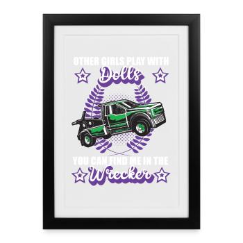 Tow Truck Girls Towing Service Car Profession - Framed poster (27 × 37 cm) - black - Front