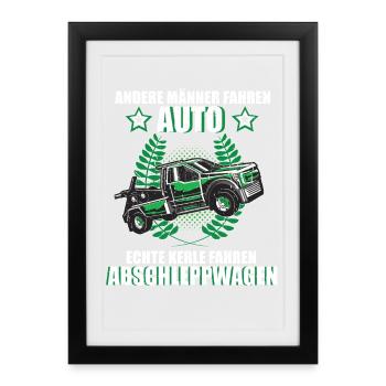 Abschleppwagen Abschlepper Abschleppdienst Fahrer - Gerahmtes Poster (27 × 37 cm) - Schwarz - Vorne