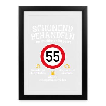 55. Geburtstag Schonend Behandeln Oldtimer Ist 55 - Gerahmtes Poster (27 × 37 cm) - Schwarz - Vorne