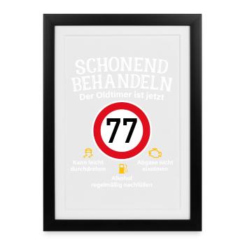 77. Geburtstag Schonend Behandeln Oldtimer Ist 77 - Gerahmtes Poster (27 × 37 cm) - Schwarz - Vorne