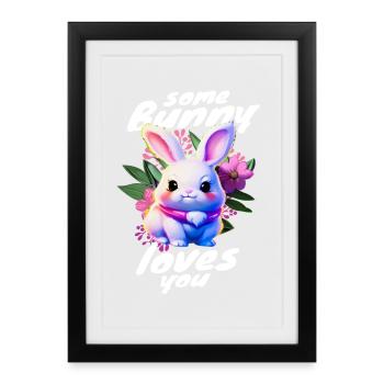 Le lapin de Pâques doux vous apporte de l’amour - Affiche encadrée (27 × 37 cm) - noir - Devant