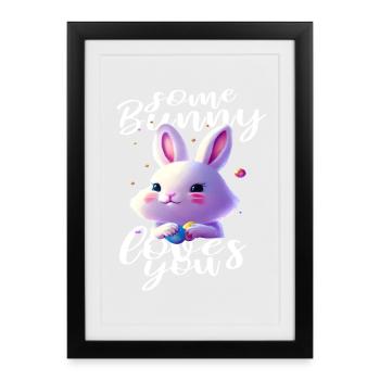 mignon lapin de Pâques vous aime - Affiche encadrée (27 × 37 cm) - noir - Devant