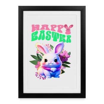 Easter Bunny - sweet rabbit Happy Easter - Framed poster (27 × 37 cm) - black - Front