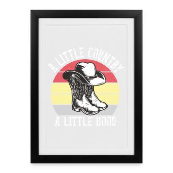 Little Country Little Hood Cowboy Musique country - Affiche encadrée (27 × 37 cm) - noir - Devant