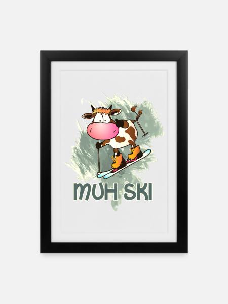 Muh Ski - Gerahmtes Poster (27 × 37 cm) - Schwarz