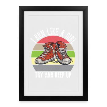 Vintage Retro Cross Country Laufen - Gerahmtes Poster (27 × 37 cm) - Schwarz - Vorne