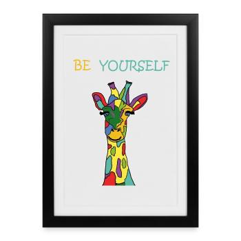 Giraffe Be Yourself Sei Du Selbst Bunt Anders - Gerahmtes Poster (27 × 37 cm) - Schwarz - Vorne