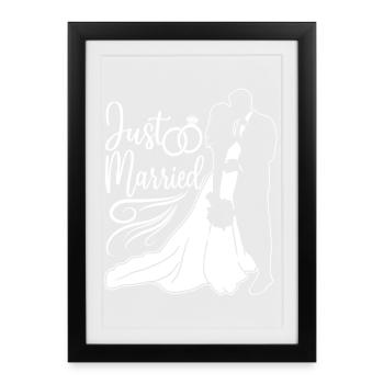 Just Married Couple Wife Husband - Framed poster (27 × 37 cm) - black - Front