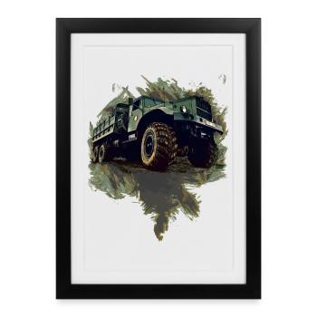Camion Kraz GDR - Affiche encadrée (27 × 37 cm) - noir - Devant
