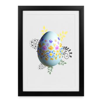 Floral Easter Egg - Framed poster (27 × 37 cm) - black - Front