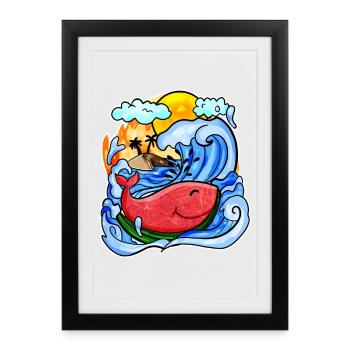 Baleine pastèque - Affiche encadrée (27 × 37 cm) - noir - Devant