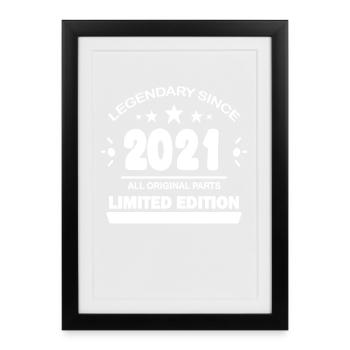 2021 - millésime 2021 - année de construction 2021 - Affiche encadrée (27 × 37 cm) - noir - Devant