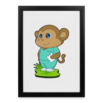 Infirmière Singe - Affiche encadrée (27 × 37 cm) - noir - Devant