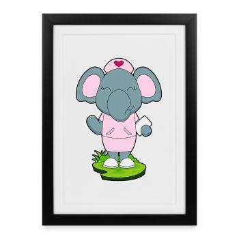 Infirmière d’éléphant - Affiche encadrée (27 × 37 cm) - noir - Devant