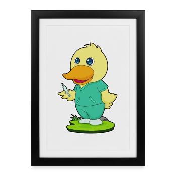 Infirmière Canard Vie Quotidienne - Affiche encadrée (27 × 37 cm) - noir - Devant