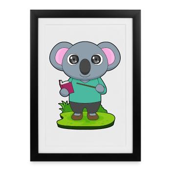 Koala Teacher Pointing Stick School - Framed poster (27 × 37 cm) - black - Front