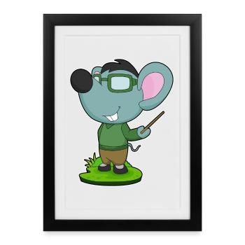 École de pointage des enseignants de souris - Affiche encadrée (27 × 37 cm) - noir - Devant