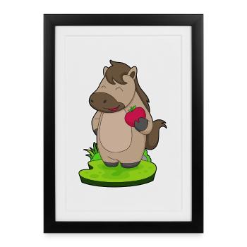 Pferd Apfel - Gerahmtes Poster (27 × 37 cm) - Schwarz - Vorne