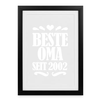 Beste Oma seit 2002 - Oma Geschenk - Gerahmtes Poster (27 × 37 cm) - Schwarz - Vorne