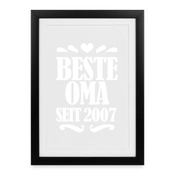 Beste Oma seit 2007 - Oma Geschenk - Gerahmtes Poster (27 × 37 cm) - Schwarz - Vorne