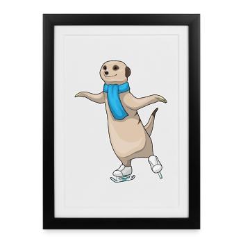Suricates patins à glace - Affiche encadrée (27 × 37 cm) - noir - Devant