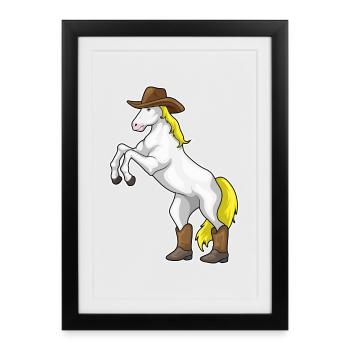 Bottes de cowboy cheval - Affiche encadrée (27 × 37 cm) - noir - Devant