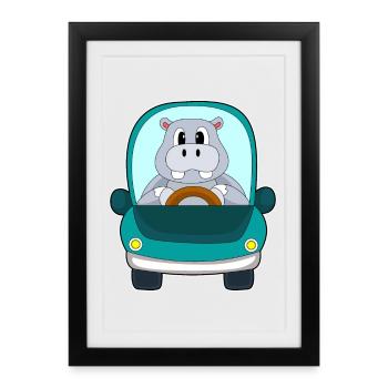 Hippopotamus Car - Framed poster (27 × 37 cm) - black - Front